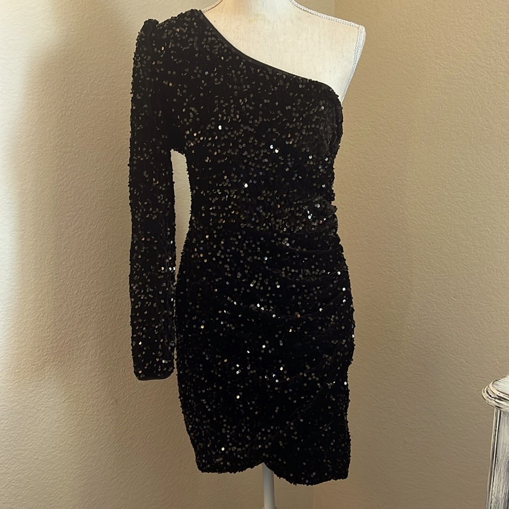 Black Sequin Mini Dress